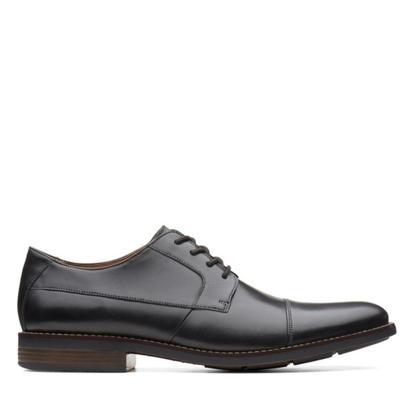 Clarks Mens Becken Cap Wide Fit Shoes Black | USA-4509176